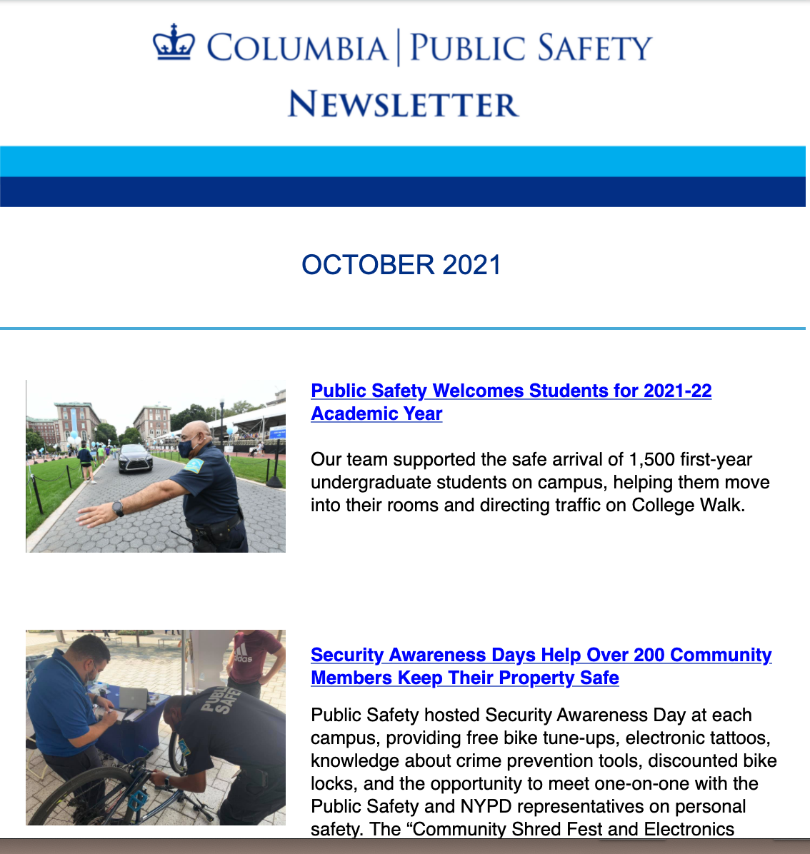 Public Safety Newsletter: October 2021 | Public Safety